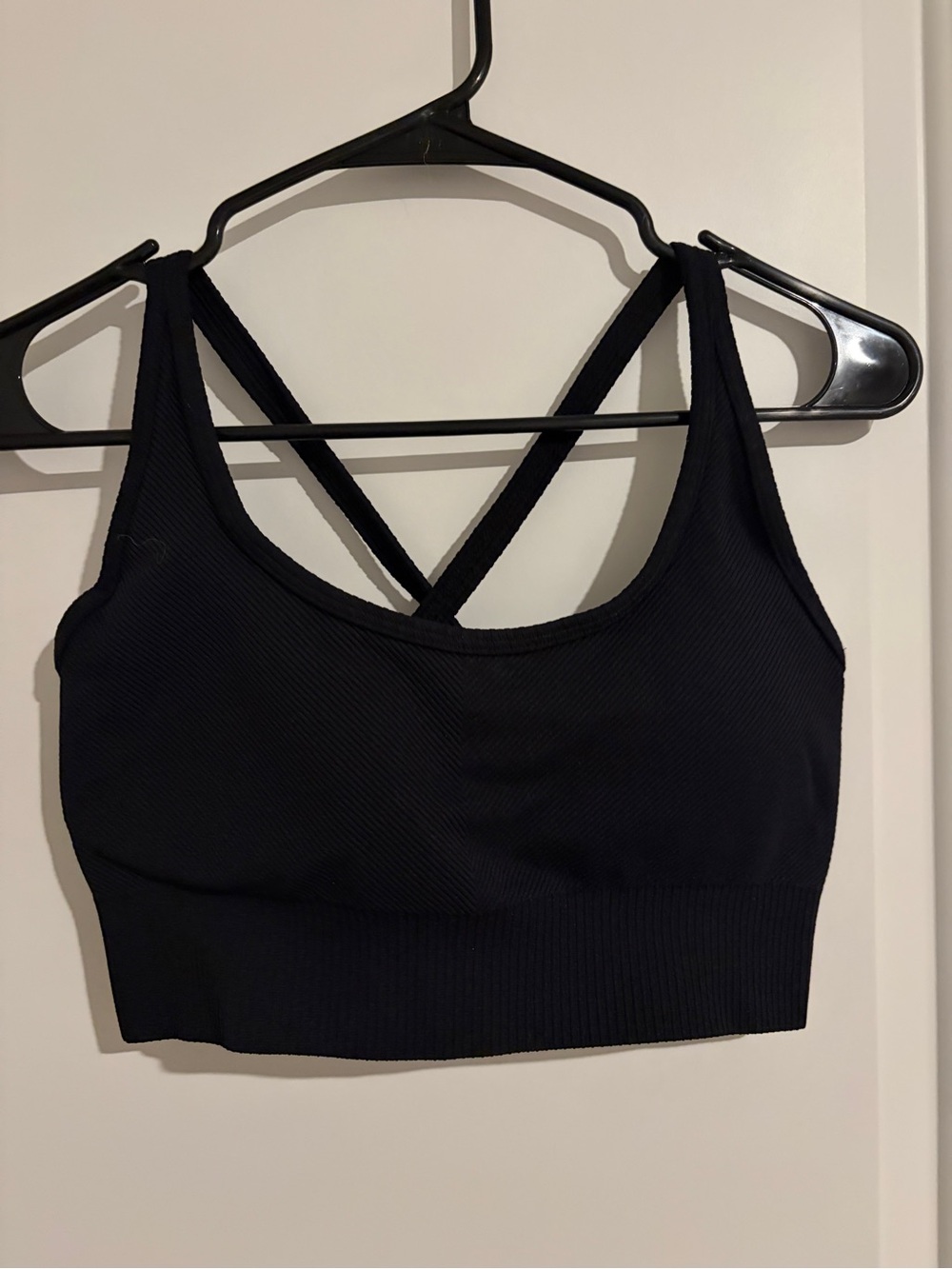 Zyia Activee Black Cross-Back Seamless Sports Bra Large